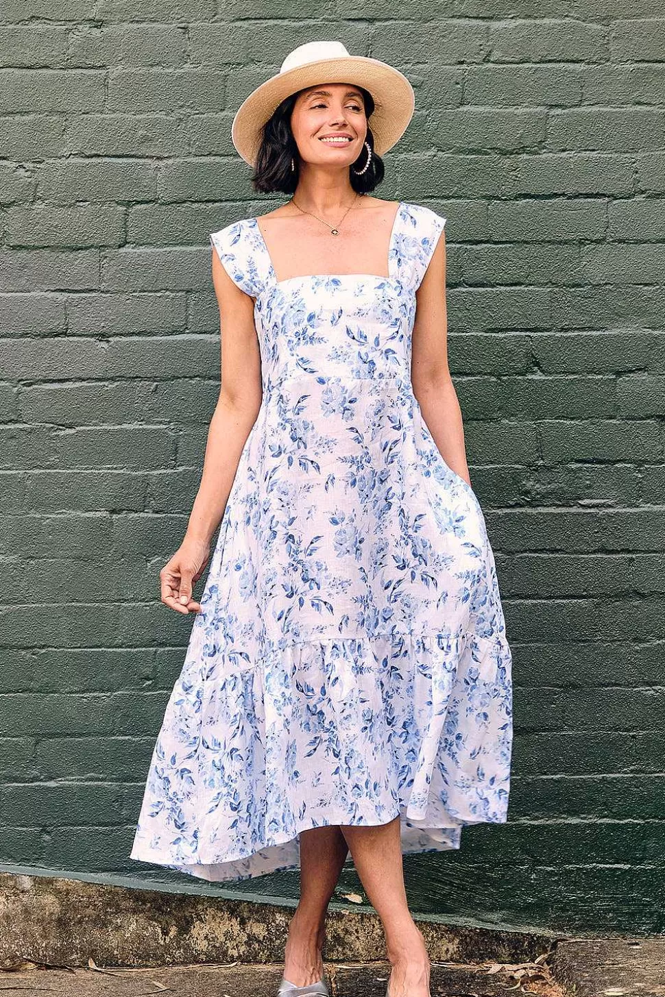 Carolina Lani Linen Midi Strappy Dress *Clothing | Coriwomens